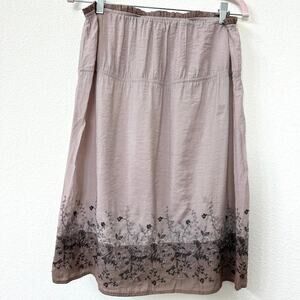 MINE Embroidered Elastic Waist Midi Skirt Lavender Boho Cottagecore Women Size M